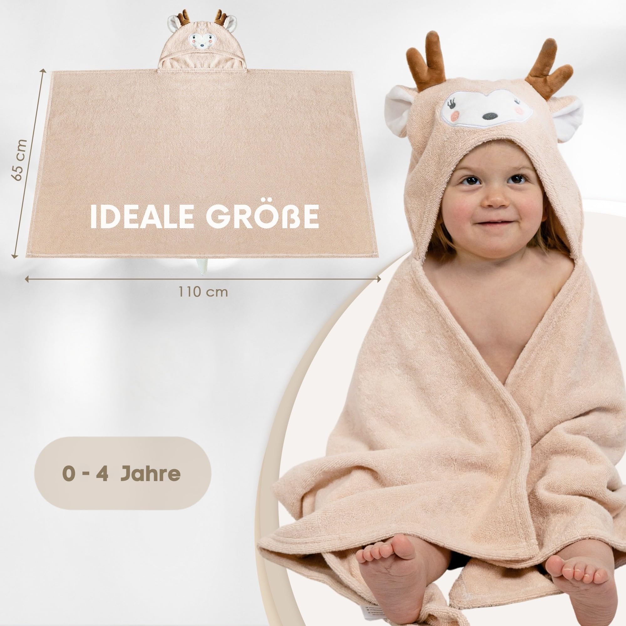 Baby Handtuch Kapuze aus 100% Bio-Baumwolle – Baby Badetuch mit kapuze superweich – Ideal als Badeponcho und Bademantel für Jungen und Mädchen 0-4 Jahre – Geschenk zur Geburt Mädchen & Junge