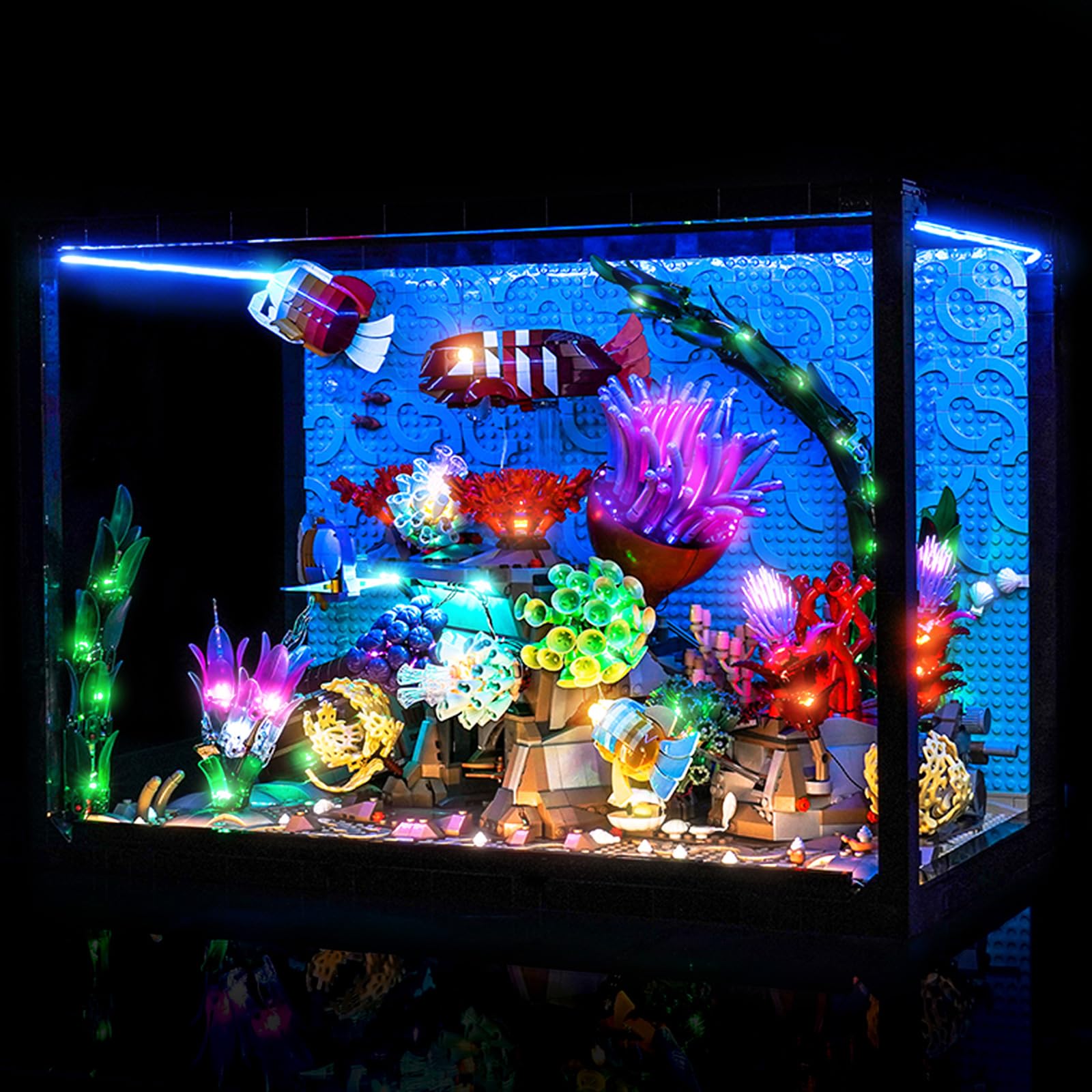 Interruptor de atenuación táctil LED Juego de luces LED compatible con acuario tropical Lego 10366 (no modelo), juego de iluminación decorativa compatible con acuario tropical de Lego, juguete