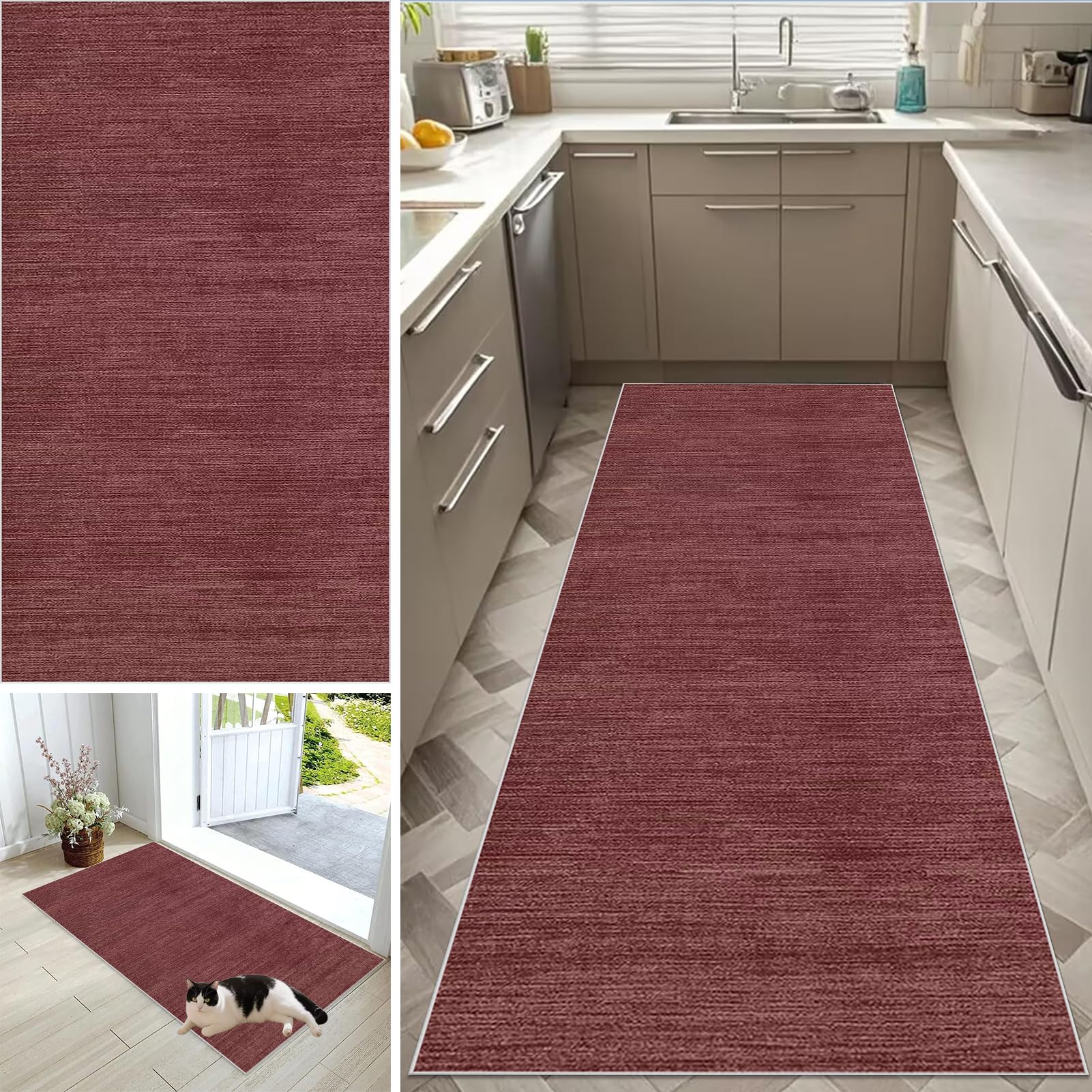 CXUEHNL Hallway Runner Rug Long Hall Runner Kitchen Rug Non Slip Washable Corridor Rugs Absorbent Floor Mat 100 x 300 cm Heavy Duty Narrow Carpet Runner for Kitchen Hallways Entryway Laundry Room