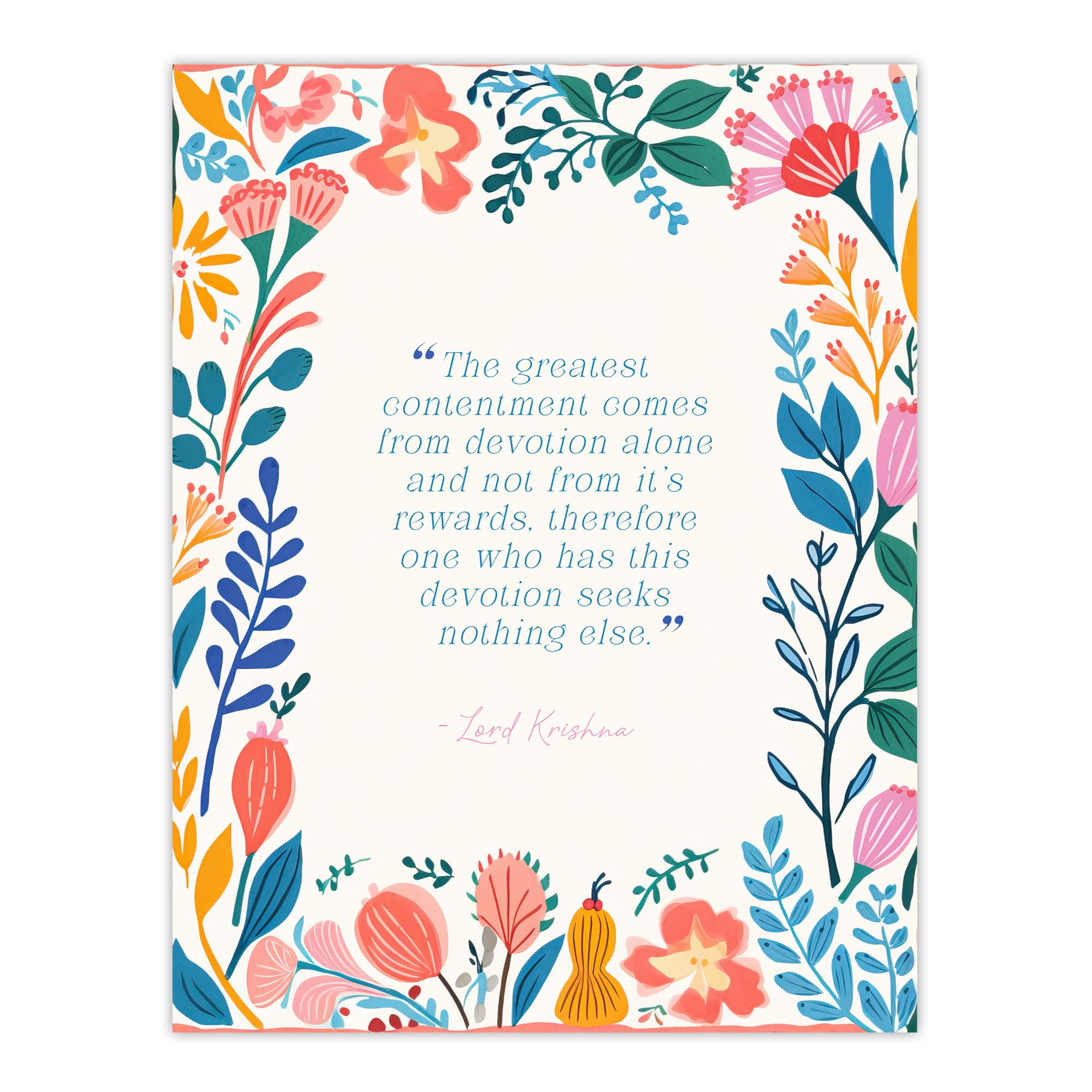 Artery8 Hinduism Devotion Lord Krishna Veda Hindu Faith Gods Inspirational Quote Floral Artwork Extra Large XL Wall Art Poster Print