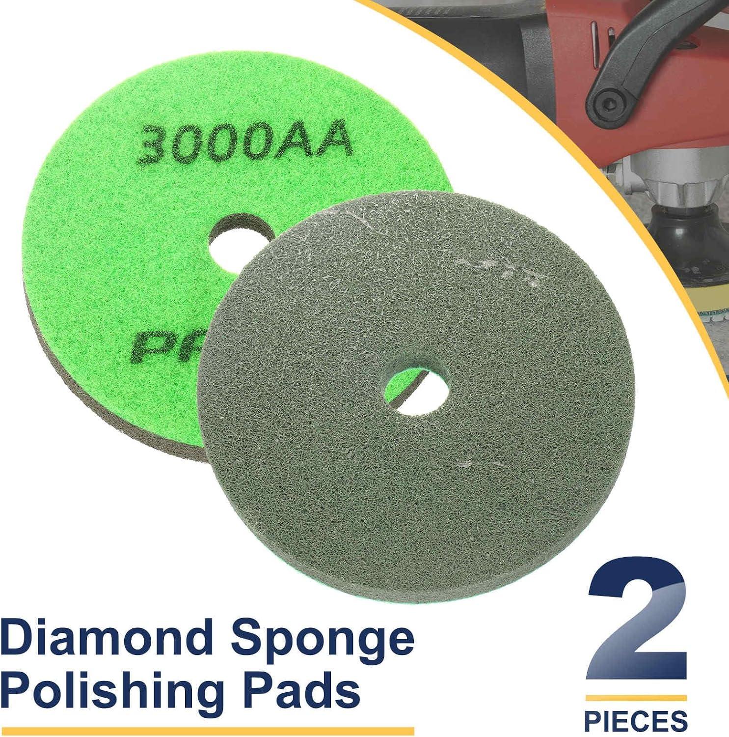 HARFINGTON 2pcs Diamond Sponge Polishing Pads 5" Dia 3000 Grit Emery Sand Fiber Polishing Pad Wet Use Buffing Pad for Stone Concrete Marble Grinder Polisher Buffing Wheel, Green Dark Green