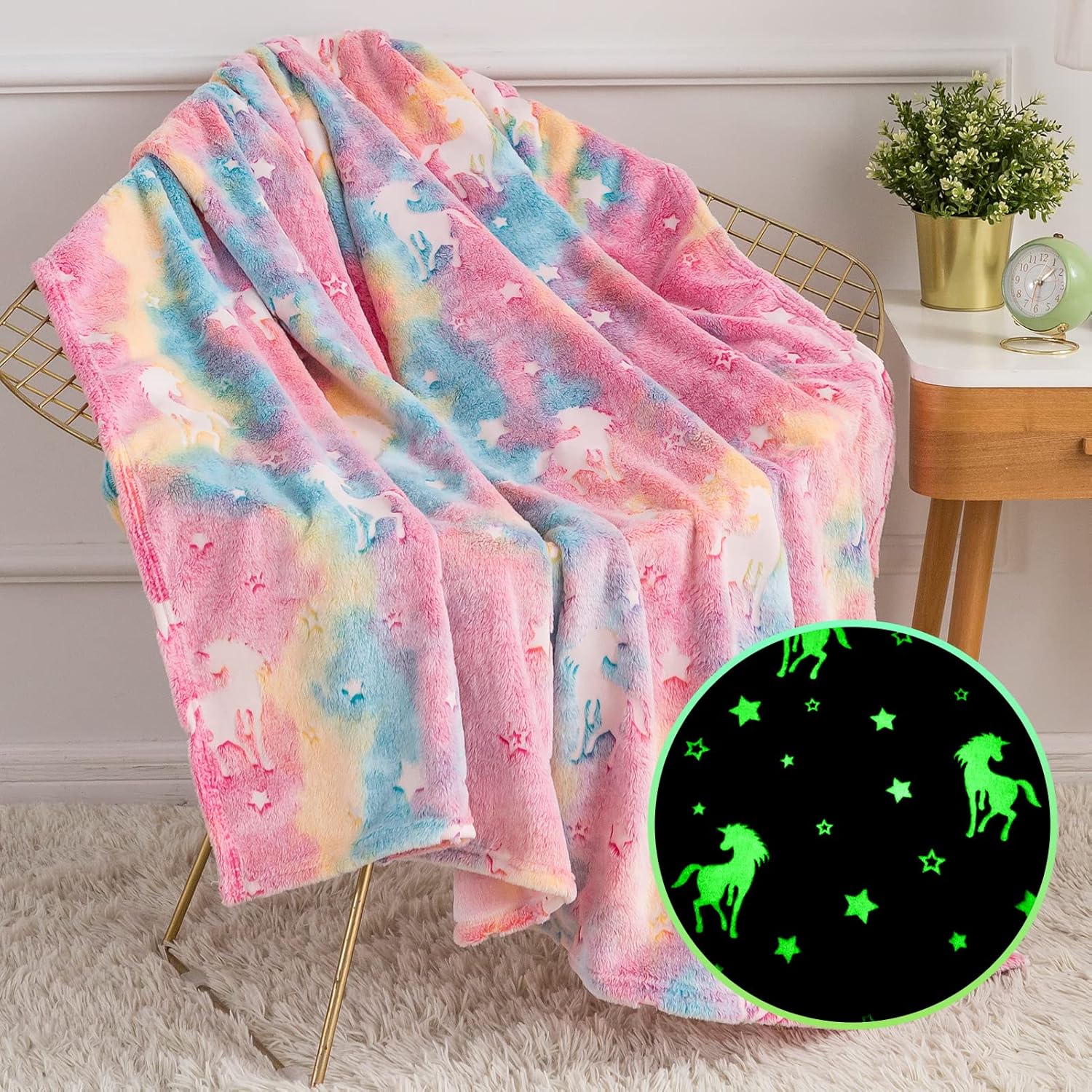 Glow in the Dark Blanket for Girls Children Throw Blanket