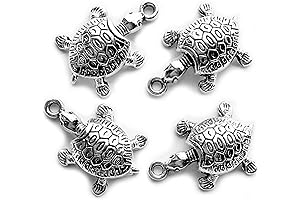 50pcs Silver Turtle Bead Charms - Ocean Crock Brace Charm for DIY Jewelry Making,Crafts, Bulk