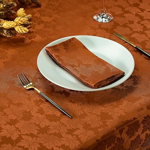 Miniatura 3 de Kadut Mantel de Acción de Gracias rústico con hojas de arce (60 x 102 pulgadas) para mesas rectangulares de 6 pies, tela resistente a las manchas,