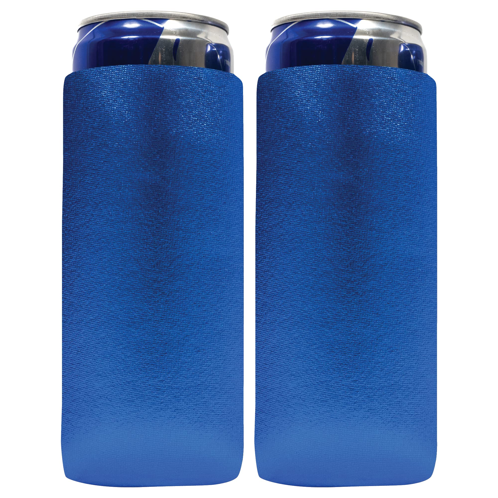 QualityPerfectionSlim Can Cooler Sleeves(Set of 2) Beer/Energy Drink Blank Skinny Premium 12 oz Neoprene Coolie, Thermocoolers for 12 oz Insulated Collapsible Beverage Holder (Metallic Royal Blue)