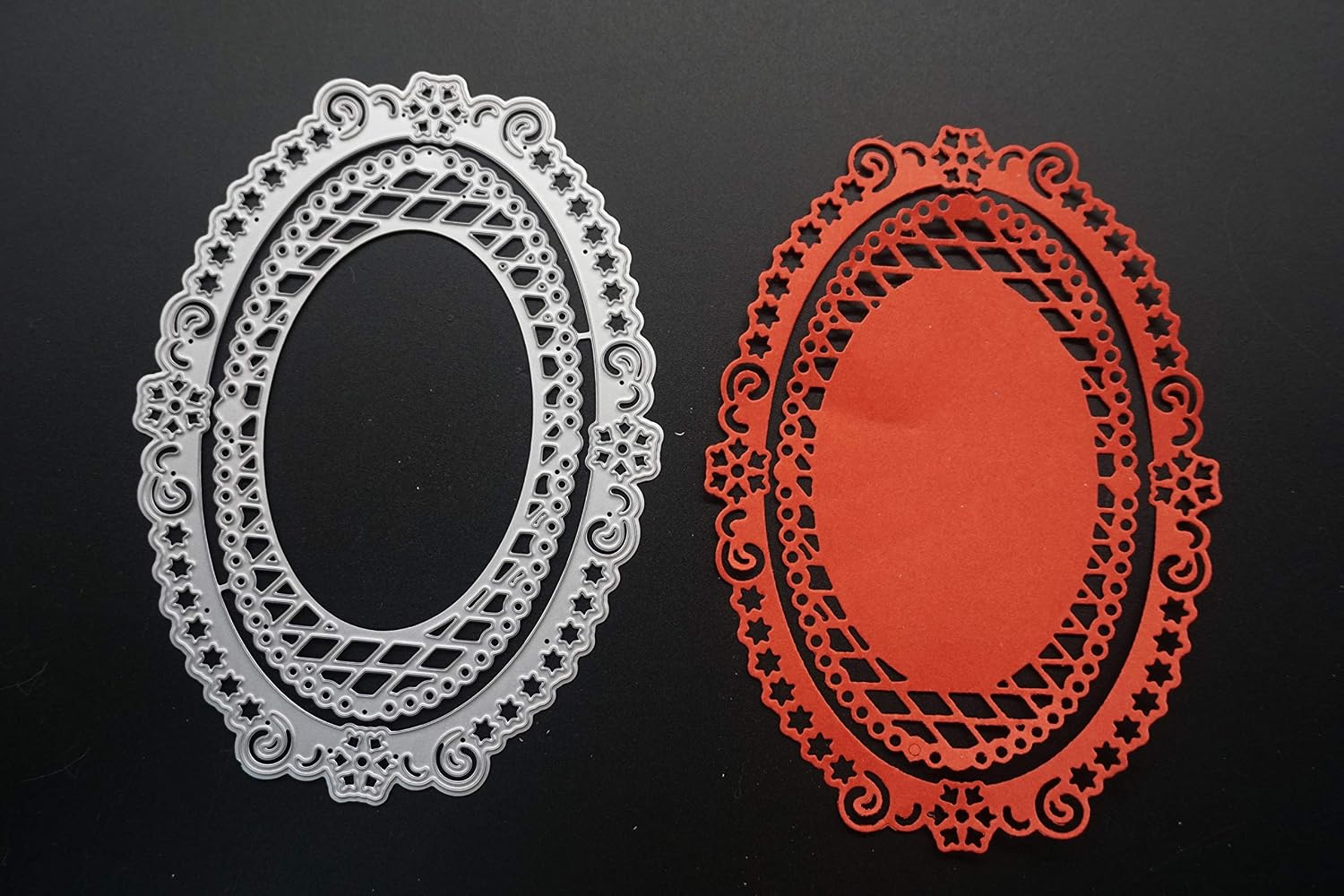 Metal Nested Die Cuts Oval Lace Frame Geometric Pattern Embossing Stencil Cutting Dies for Card Making Scrapbooking Paper Craft Album Stamps DIY Décor image 4