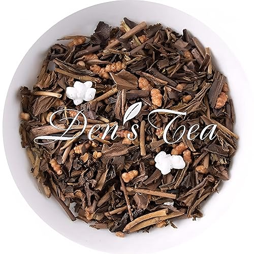 [Den's Tea] Houji-Genmaicha (Genmaicha tostado), té verde japonés, hoja suelta, producto de Japón (2 oz)