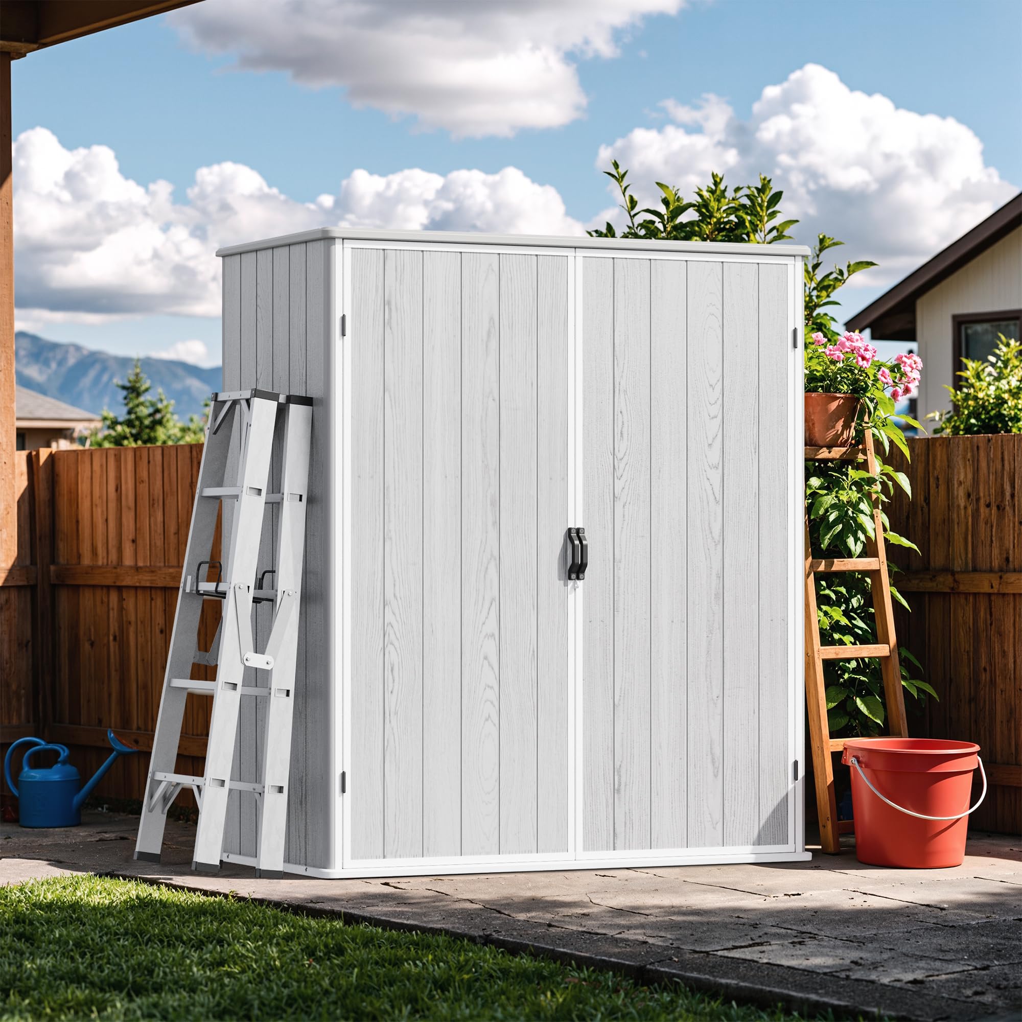 Amazon.com : Devoko 5 x 3 Resin Outdoor Storage Shed with Floor