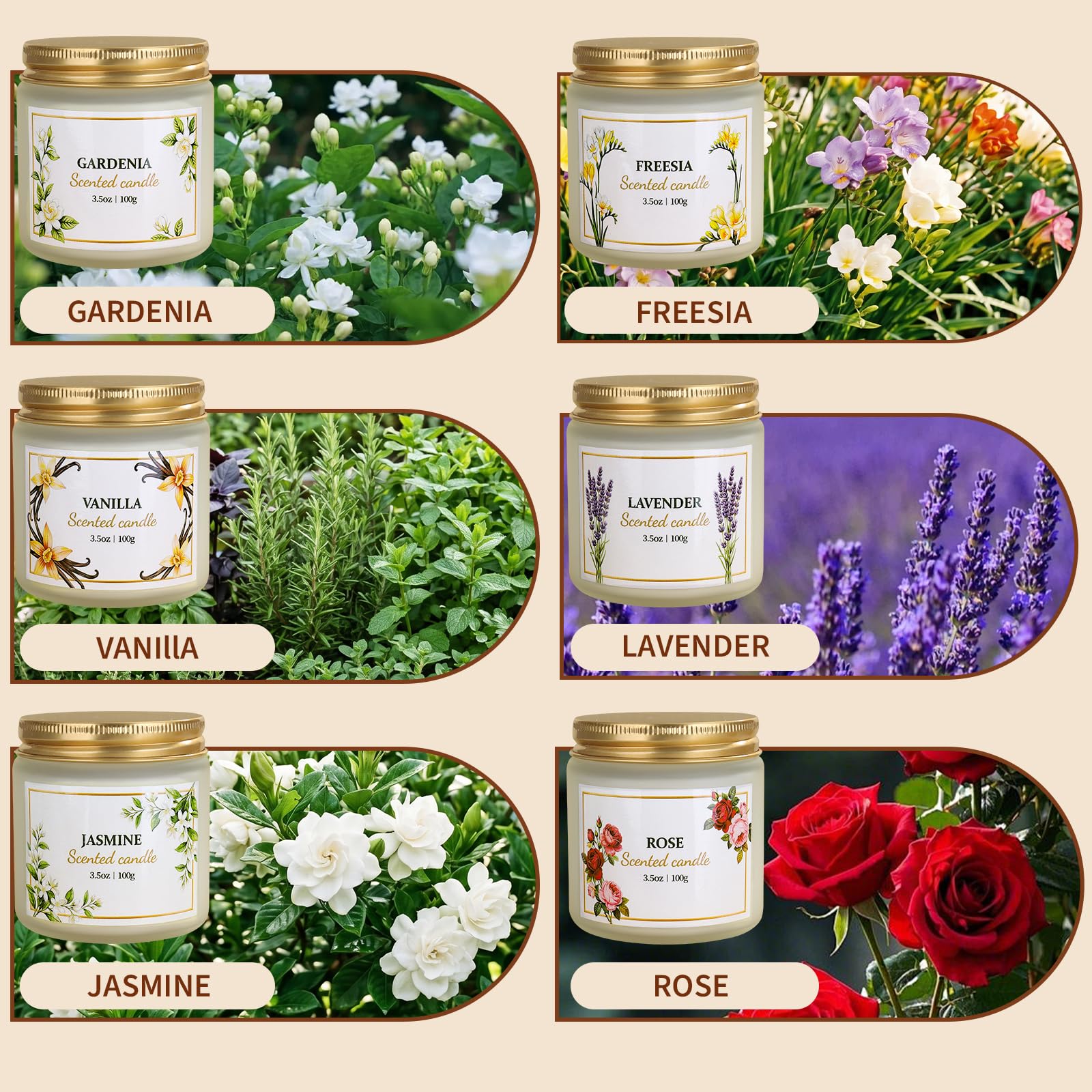 Velas perfumadas para mujer, velas de soja florales para el hogar, paquete de 6 velas relajantes para aliviar el estrés, velas de aromaterapia, regalos para mujer, cumpleaños, aniversario