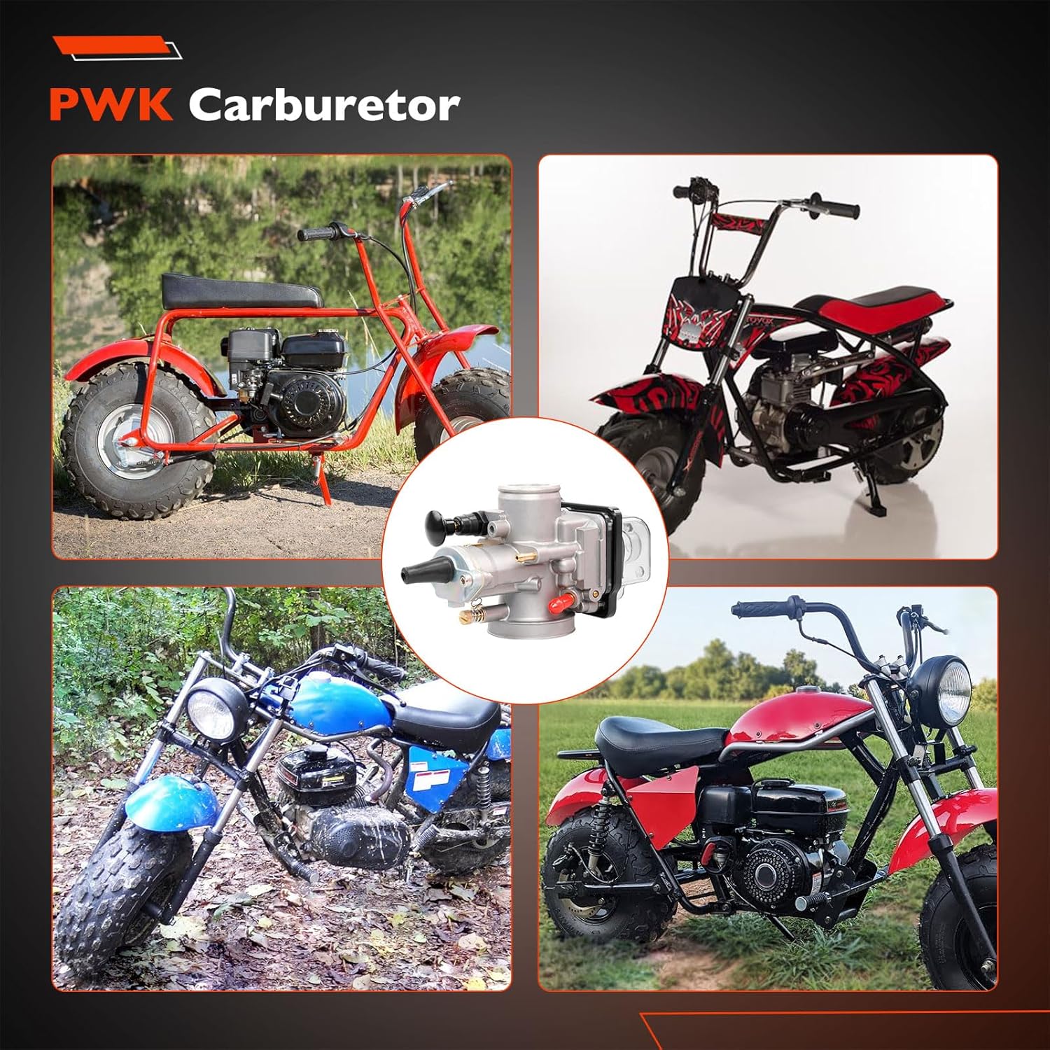 PWK 24mm Carburetor Throttle Assembly with Jet Kit | Fits Predator 212cc/196cc/200cc/224cc 6.5HP Engines, Coleman CT200U/BT200X/CT200U-EX Mini Bikes, Baja Warrior, MB200, KT196 Go Karts (Black)