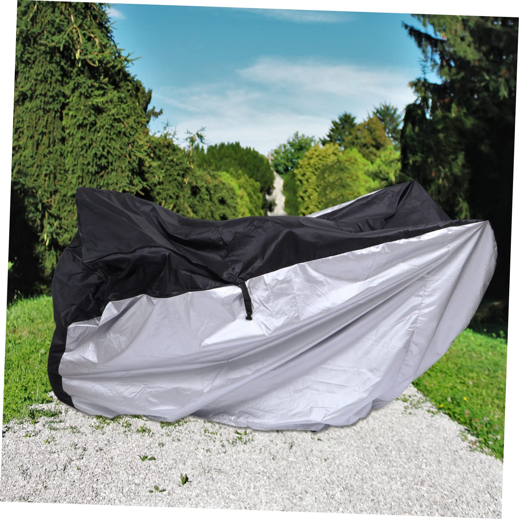 BESTonZON Housse de Vélo Extérieur en Polyester Noir, 2 Trous pour Cadenas, Base Élastique avec Boucle, Protection Légère la Pluie Rouille