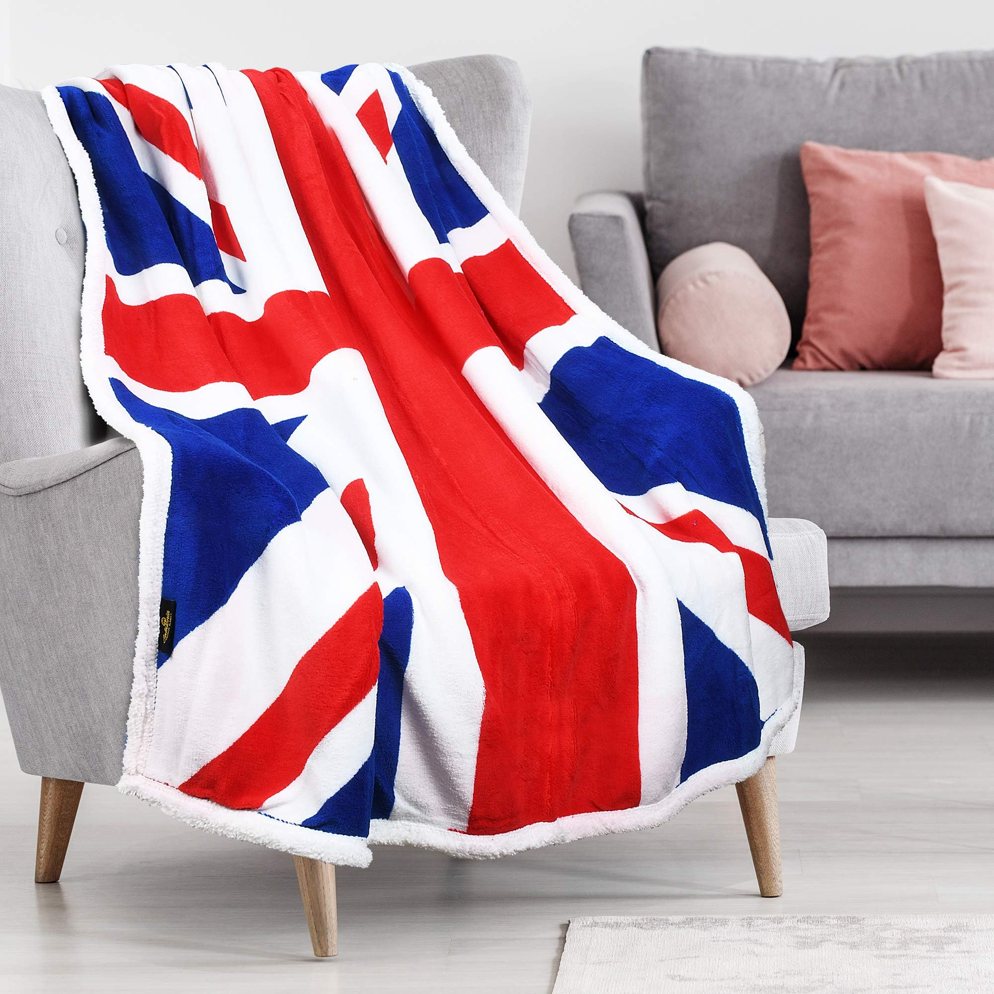 Catalonia Classy Tartan Sherpa Throw Blanket, Warm Thick Soft Fluffy Plush Couch Throw, Reversible Fleece Blanket Sofa Single Bed, 150 x 130 cm