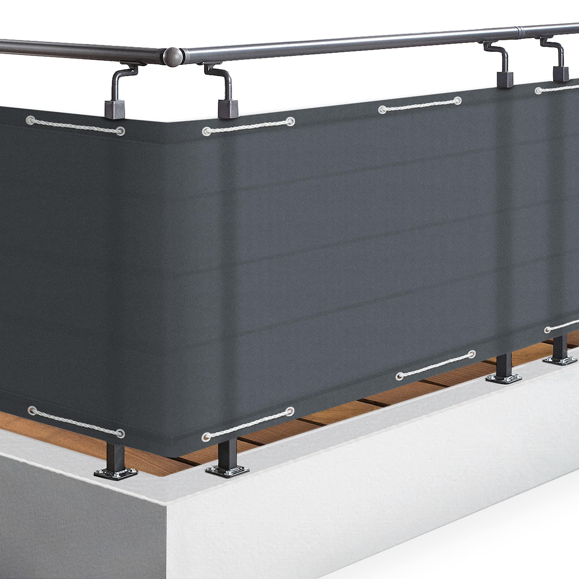 Sol Royal Malla ocultacion Mallas Protección Visual Balcon SolVision PB2 PES Pantalla Opaca 500x90 cm Antracita balcón privacidad con Ojales Cuerdas