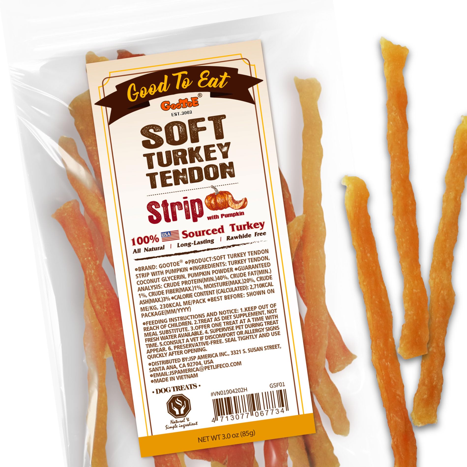 Gootoe Turkey Tendon Strip with Pumpkin