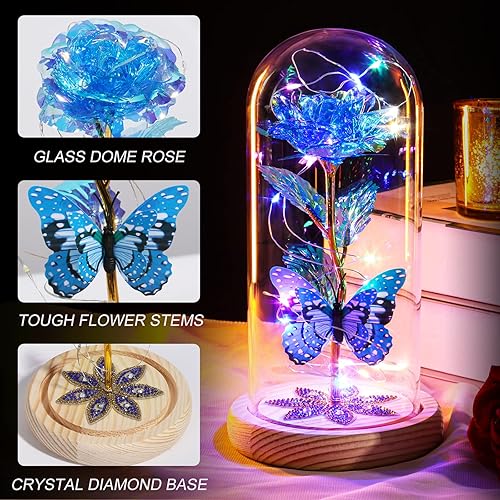 Miniatura 6 de Regalos para mujeres, regalos para mamá, regalos para el día de la madre, regalos de rosas de cristal de galaxia, rosa en cúpula de cristal, regalos