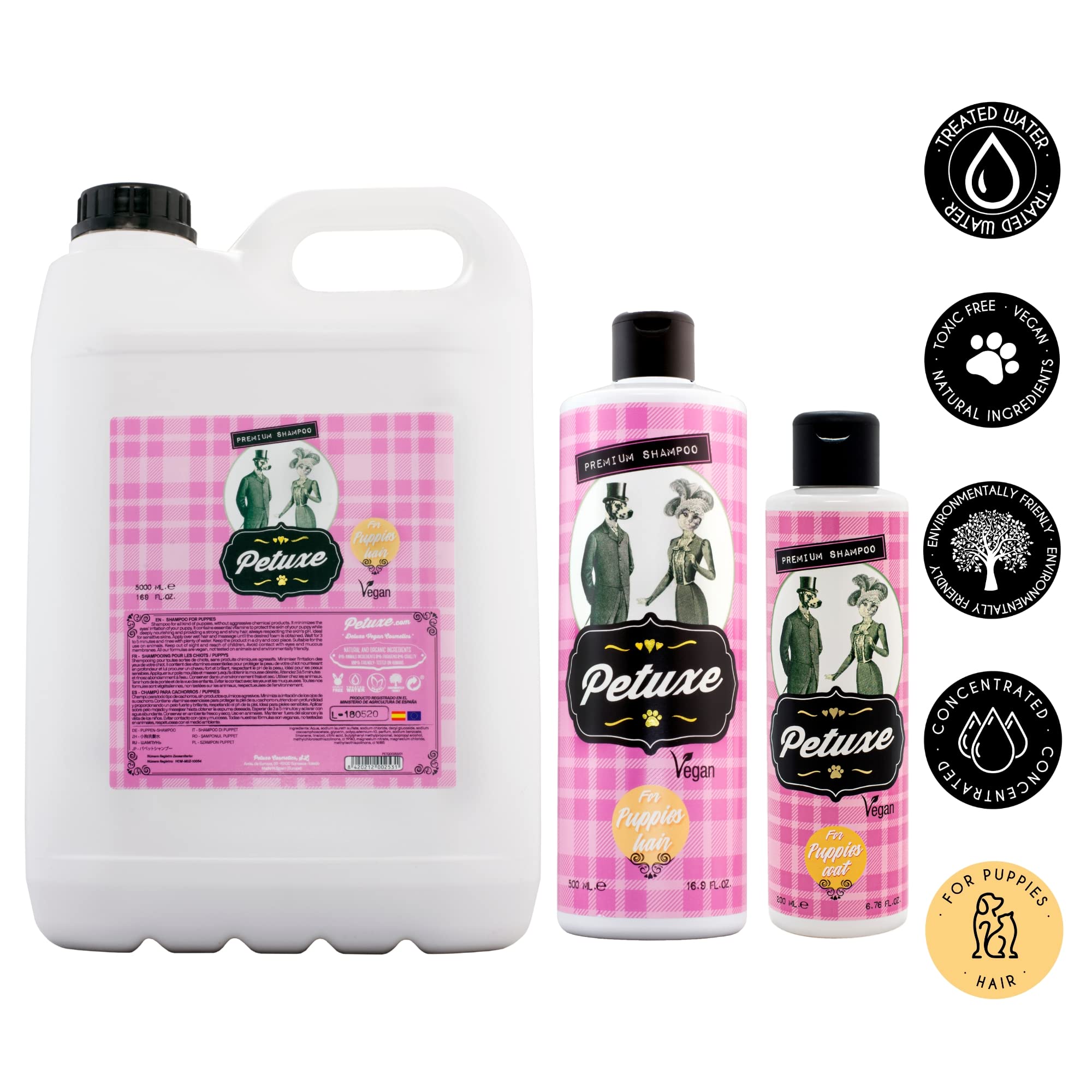 Petuxe Champú Perros y Mascotas Vegano, Cachorros/Puppies, 5000 Milliliter