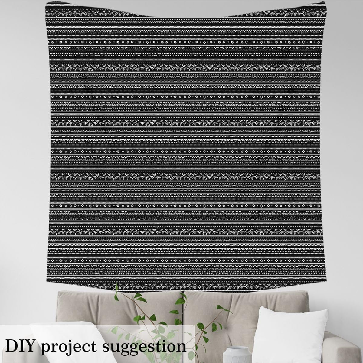 Boho Aztec Upholstery Fabric, Black and White Quilt Fabric, Geometric Striped Decor Fabric, African Tribal Exotic Ethnic Waterproof Fabric By The Yard, Upholstery and Home Accents, 3 Yards