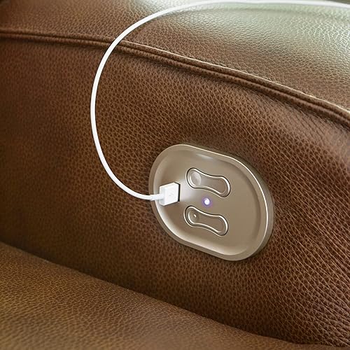 Miniatura 8 de Signature Design by Ashley Francesca - Moderno sofá reclinable de cuero capitonado de 2 asientos con reposacabezas ajustable, color marrón oscuro