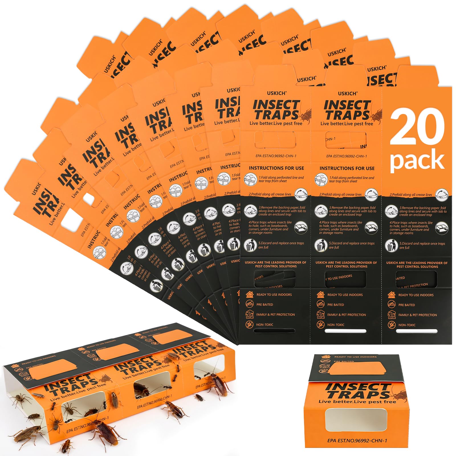 Photo 1 of 20 Pack Traps, Cockroach Traps Indoor Home, Glue Roach Traps,Indoor Roach Trap, Garage & Shed, Pest Control for Home,Child & Pets Safe