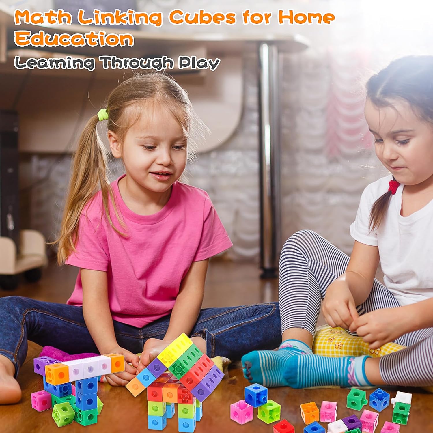 Plug-in Cube Set - 400 Pieces Mathematics Dice with Storage Box, Puzzle Blocks, Learning Cube, Creative Building Set Building Blocks, Calculation Aids and Learning Gift for Girls and Boys from 3