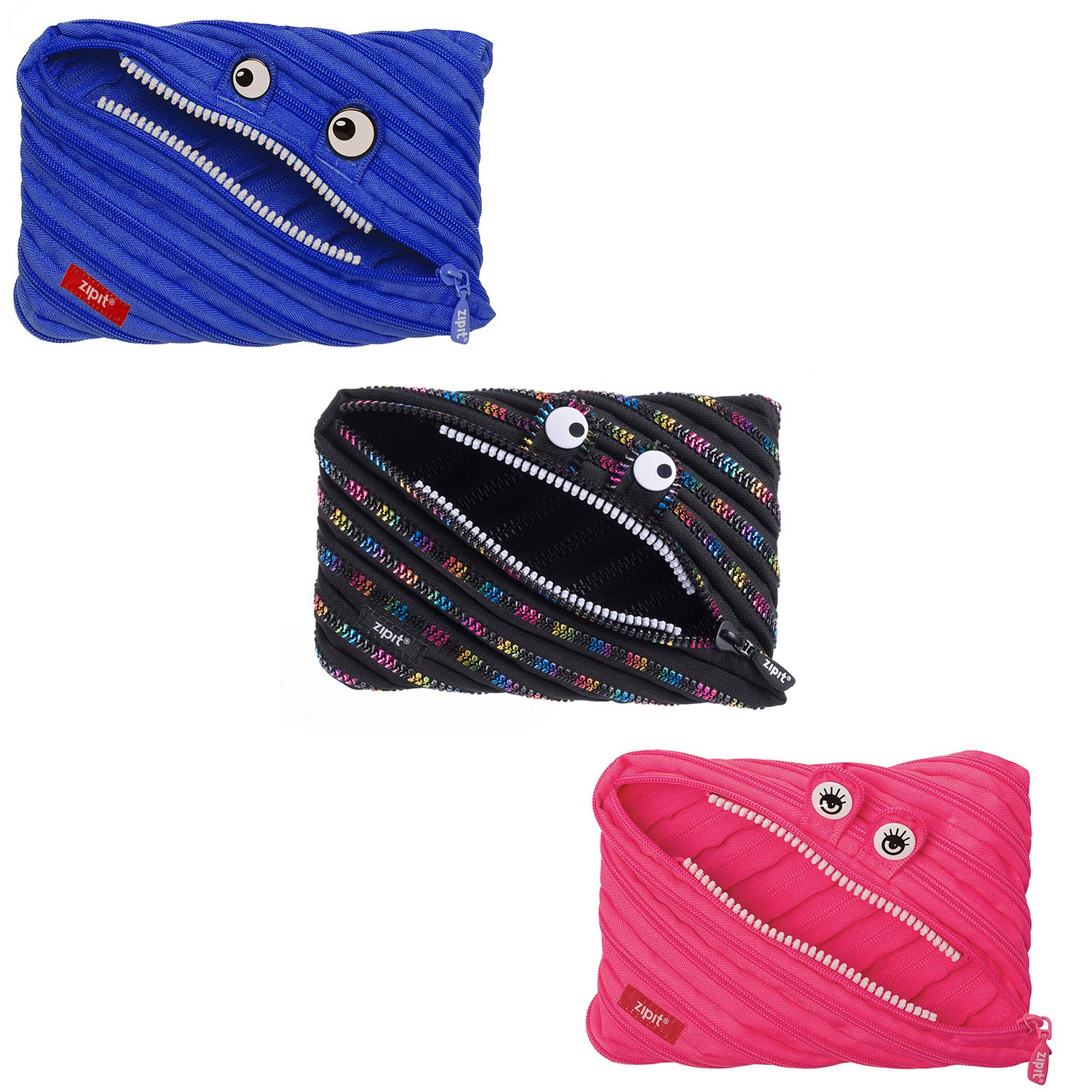 Amazon | ZIPIT Monster Big Pencil Case, 3-Pack (Blue, Pink, Black