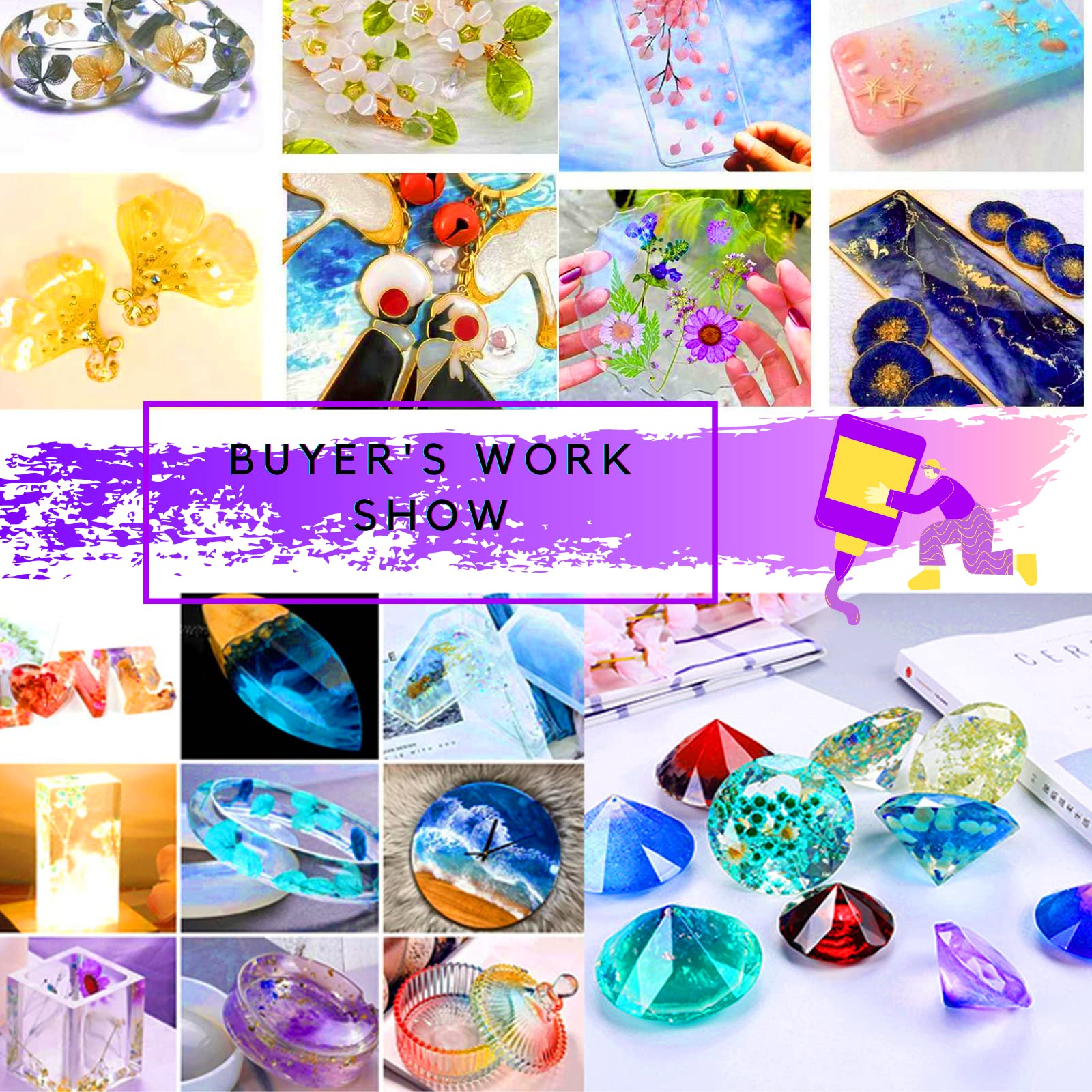 Lamp Included-500G Upgrade UV Resin 1Minute Quick Cure! Hard Type Crystal Clear Epoxy Resin 10 Pcs 30ML Crystal Epoxy Resin Curable Glue For DIY Handcraft Jewelry Earrings Necklace Bracelet - View #12