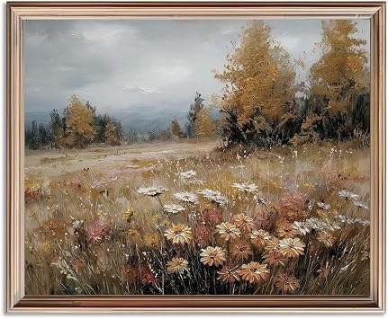 Autumn Landscape Wall Art Vintage Rustic Fall Decor Print Wildflower Farmhouse Artwork Antique Cottage Style Printable Poster, 8x10 Inch, Unframed 8X10