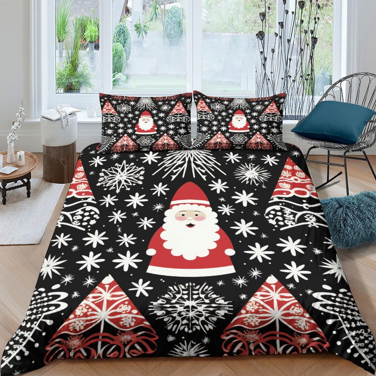 Housse de couette microfibre ultra douce hypoallergénique parure de lit Noël