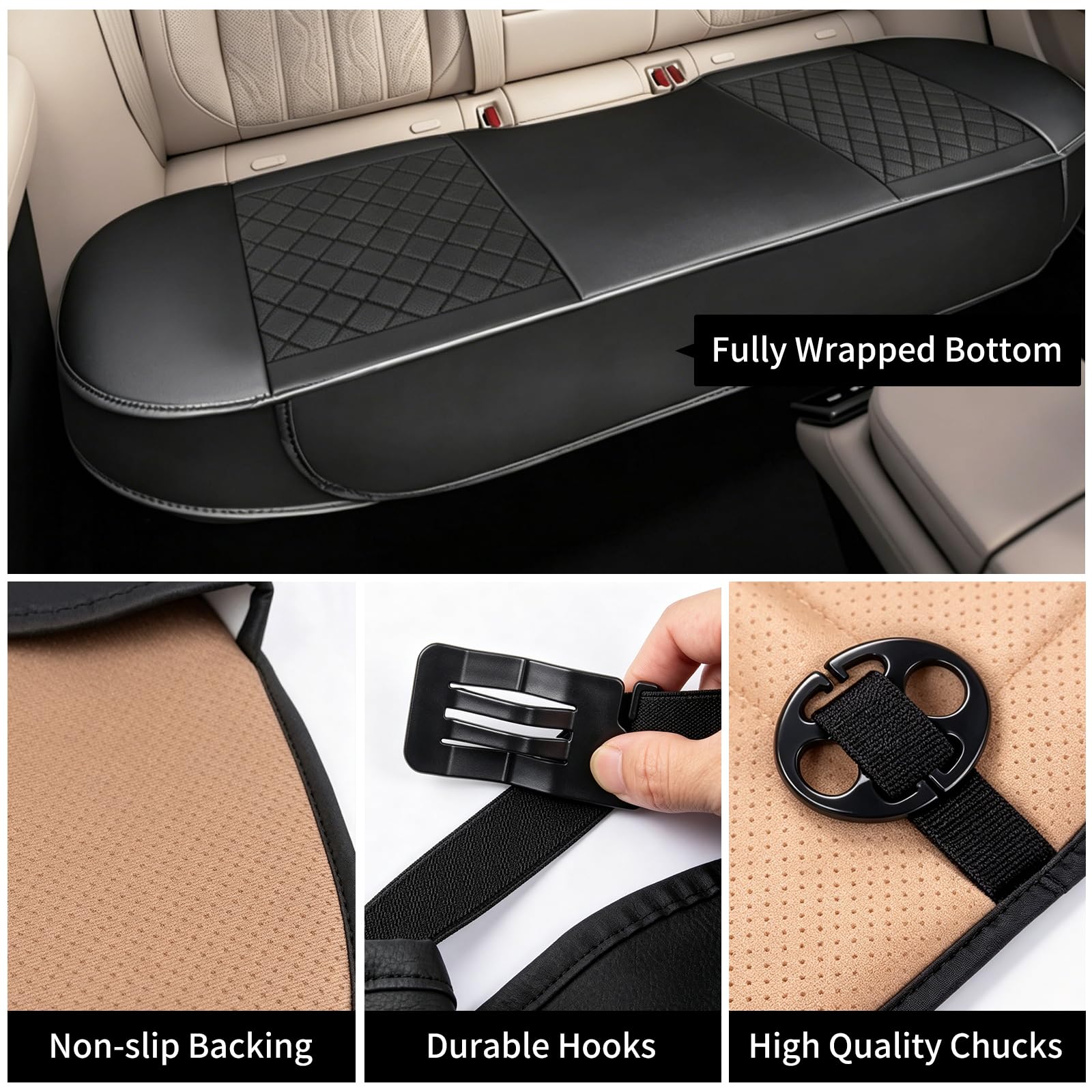 Cojines universales para Asientos de Coche, Funda Impermeable de Cuero sintético PU para el Respaldo del Asiento, Protector Transpirable para Asientos de Coche, Resistente al Desgaste