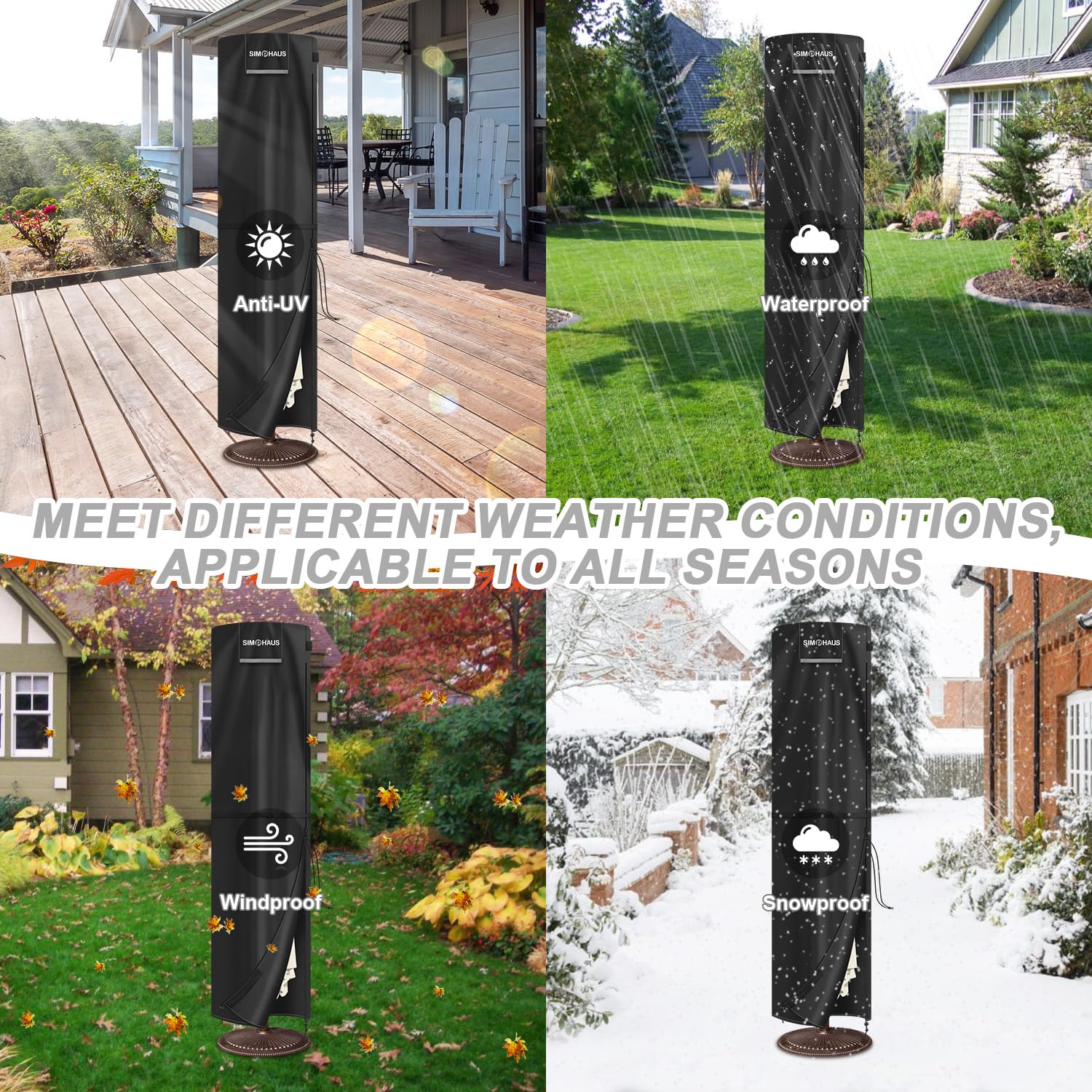 Housse de Protection pour Parasol Déporté Housse Parasol Déporté pour Parasol Ø 2-5m Impermeable Housse Parasol Droit pour Grand Parasol Déporté Anti-UV Tissu Oxford 420D 280x70/70cm