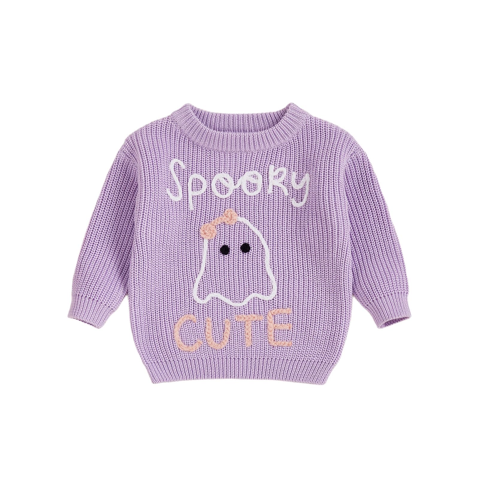 LSFYSZD Toddler Baby Girls Boys Halloween Pumpkin Sweaters Long Sleeve Crew Neck Winter Warm Knitwear Pullover Jumpers Top — view 89