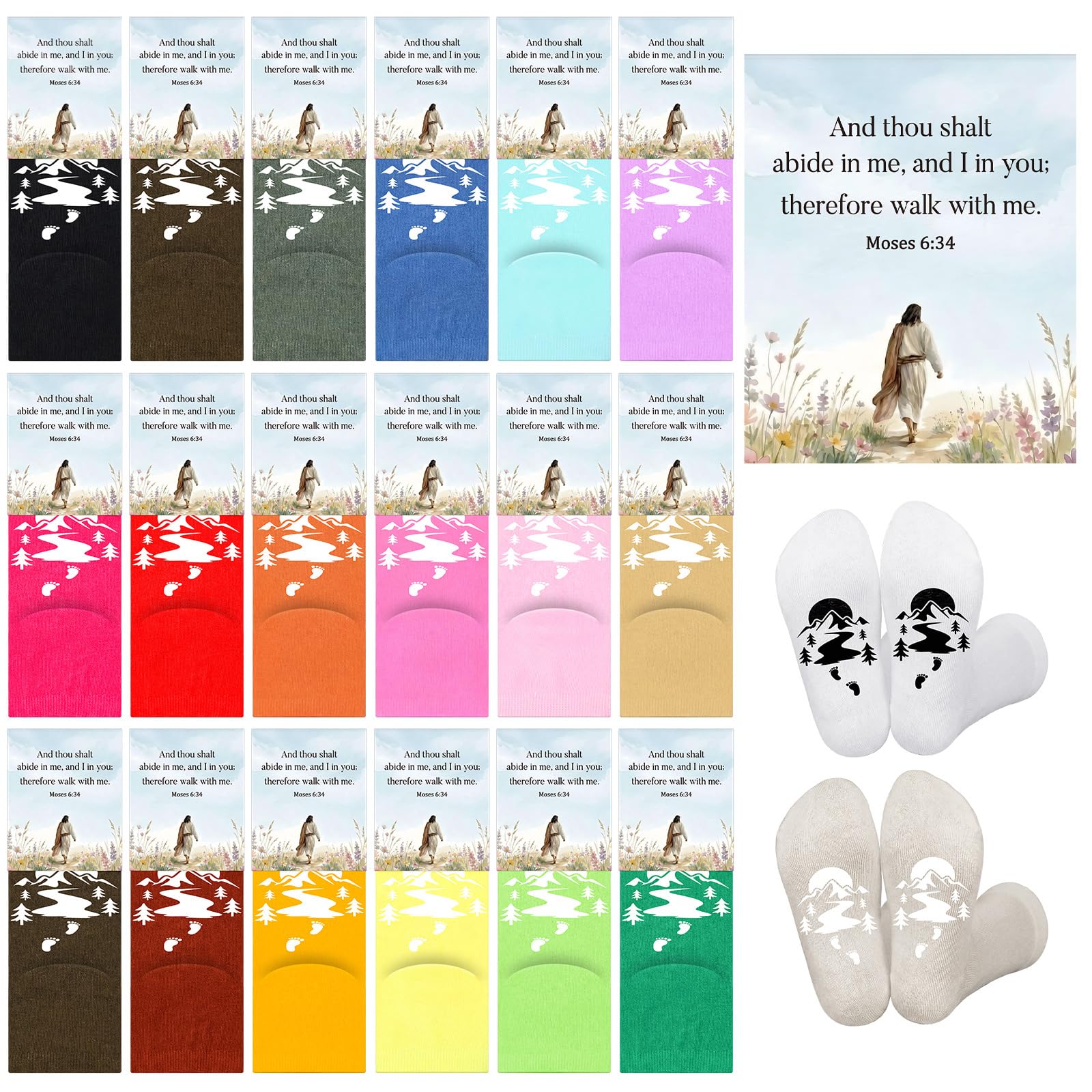 Janmercy Lds Sock Bulk Mormon Walk Me Christian 2026 Yw Theme Gift Set for Church Youth Groups Sister Missionary Young Women