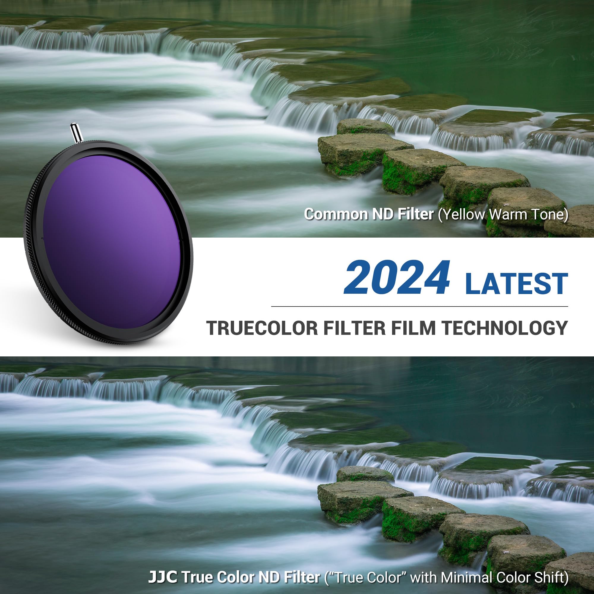 JJC Filtre 82mm ND Variable True Color ND2.5-ND1000 10-Stop, Aucune Déformation des Couleurs Filtres ND2.5-32 Densité Neutre Austable avec ND32 Fixe pour Objectif Appareil Photo, Pas de X Croix Noire
