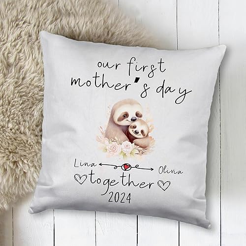 Miniatura 2 de Sloth Family Mother's Day, Personalised Pillow Case Decor for Home, Present for Mom, Grandmother, for Her