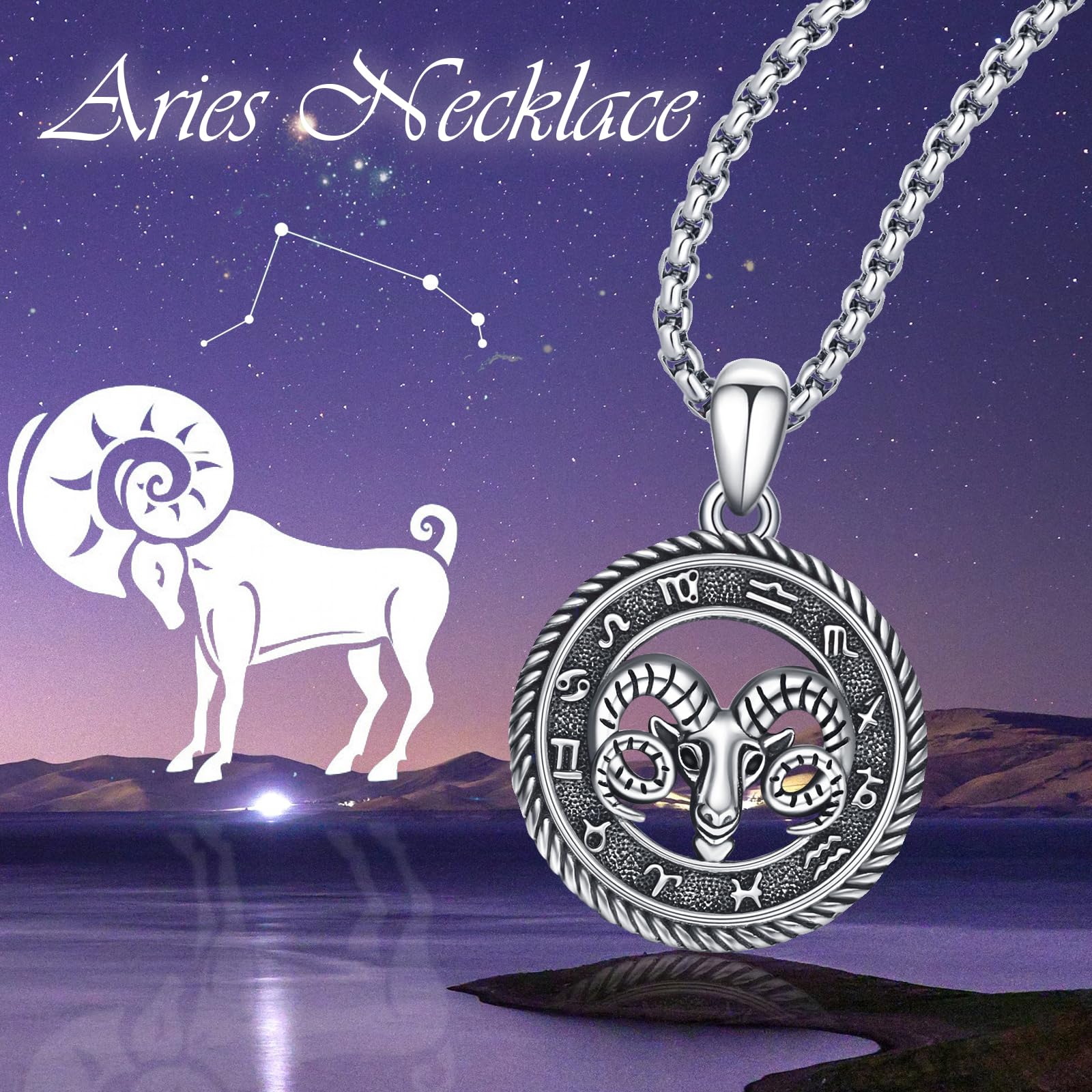 12 Zodiac Pendant Necklace 925 Sterling Silver Oxidized/Gold Zodiac Pendant Astrology Jewelry Gifts for Women Men Unisex Birthday Valentiens Day Gifts, with Stainless Steel Chain