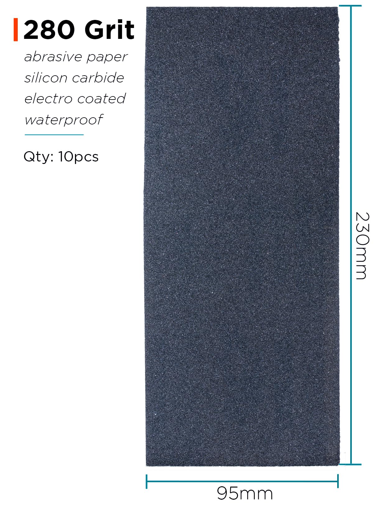YoiYee 280 Grit Wet & Dry Sandpaper Sheets, 23 x 9.5cm, Extra Fine Abrasive Sand Paper Roll for Wood Metal, Plastic, Glass - Image 2
