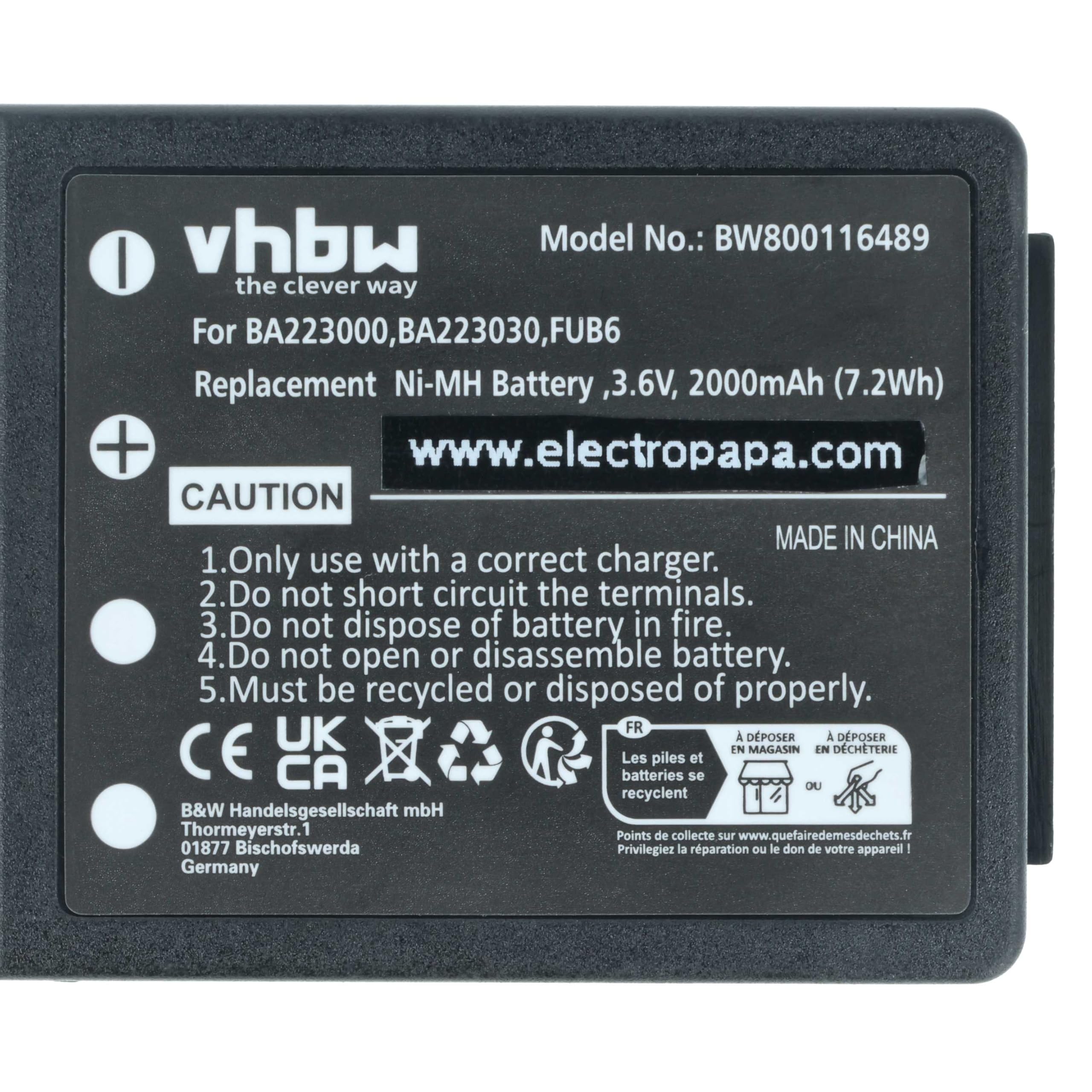 vhbw Bateria 5 x kompatybilna z HBC Radiomatic Micron 7, Patrol D, Micron 5, Micron 6 Remote Control (2000mAh, 3,6V, NiMH)
