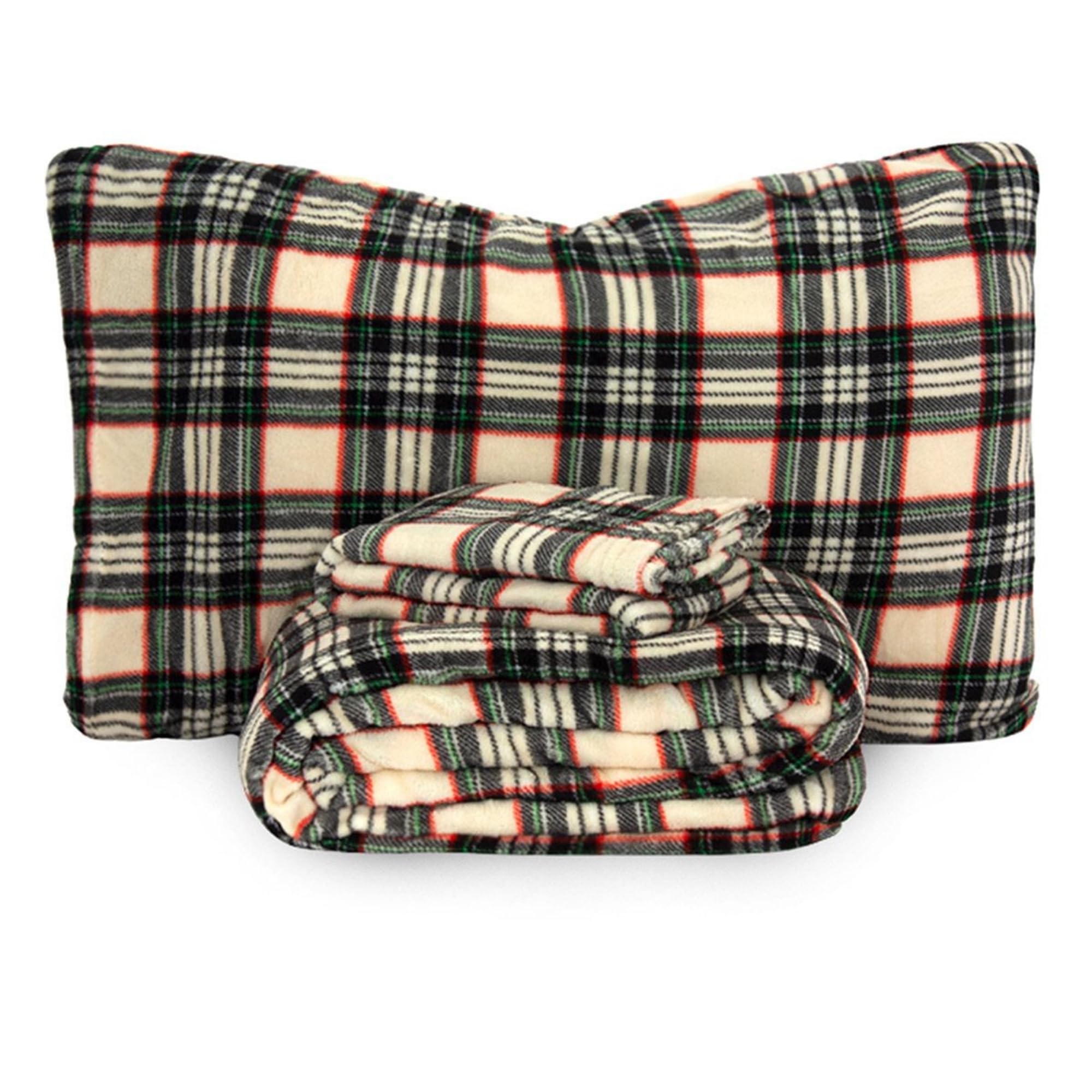 Completo lenzuola matrimoniale in pile caldo e morbido plaid