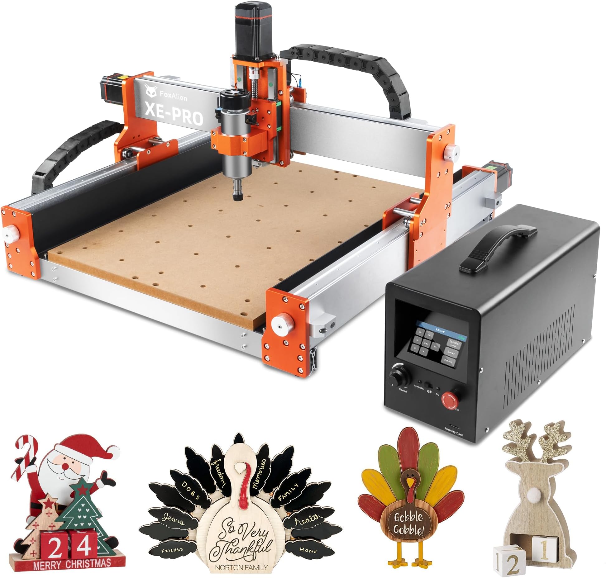 FoxAlien CNC Router Machine XE-PRO with Ball Screws, 400W Spindle 3-Axis Engraving Milling Machine for Wood Aluminum Cutting Upgradable to Linear Rails（220V）