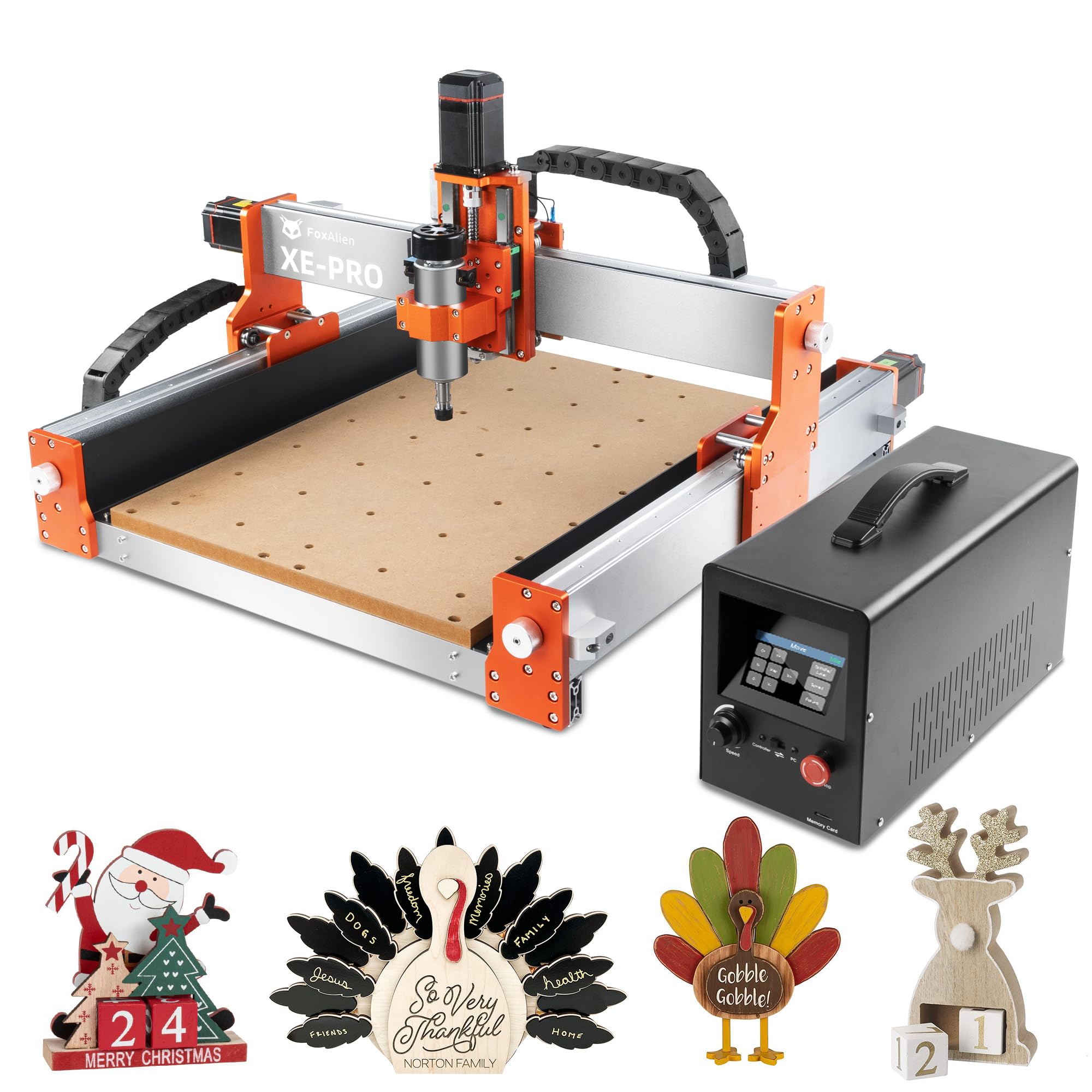 FoxAlien CNC Router Machine XE-PRO with Ball Screws, 400W Spindle 3-Axis Engraving Milling Machine for Wood Aluminum Cutting Upgradable to Linear Rails（220V）