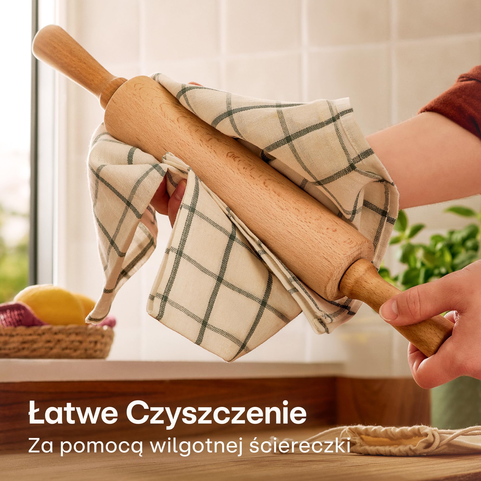 Praknu Wałek do Ciasta - Z Drewna Bukowego FSC® - Z Podziałką - Ergonomiczna Rączka - Powierzchnia Nieprzywierająca
