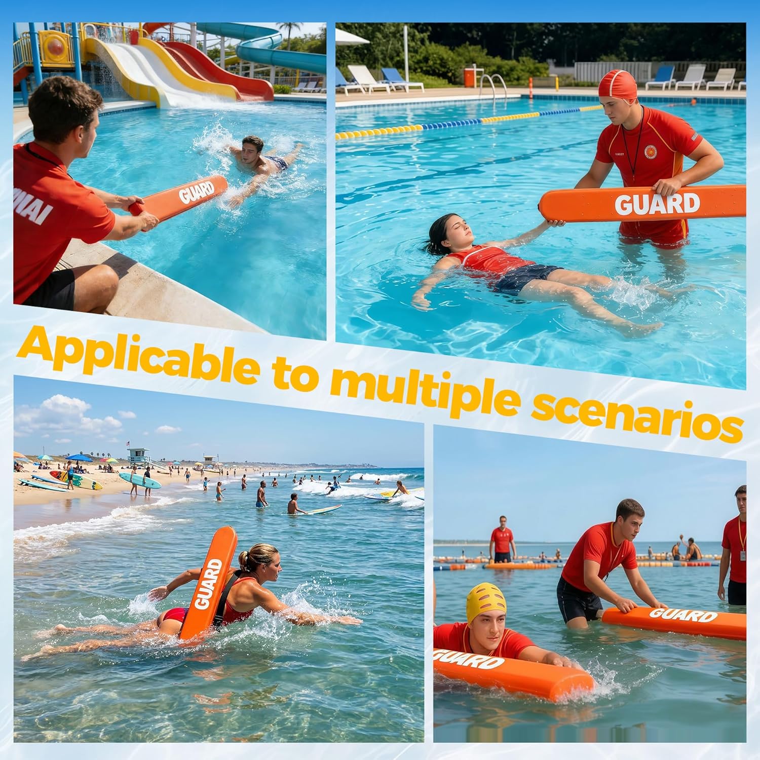 2PCS Lifeguard Rescue Tube, 40in Adjustable Life Guard Throwable Flotation Device for Pool Safety, Life Guard Equipment for Home and Commercial Use