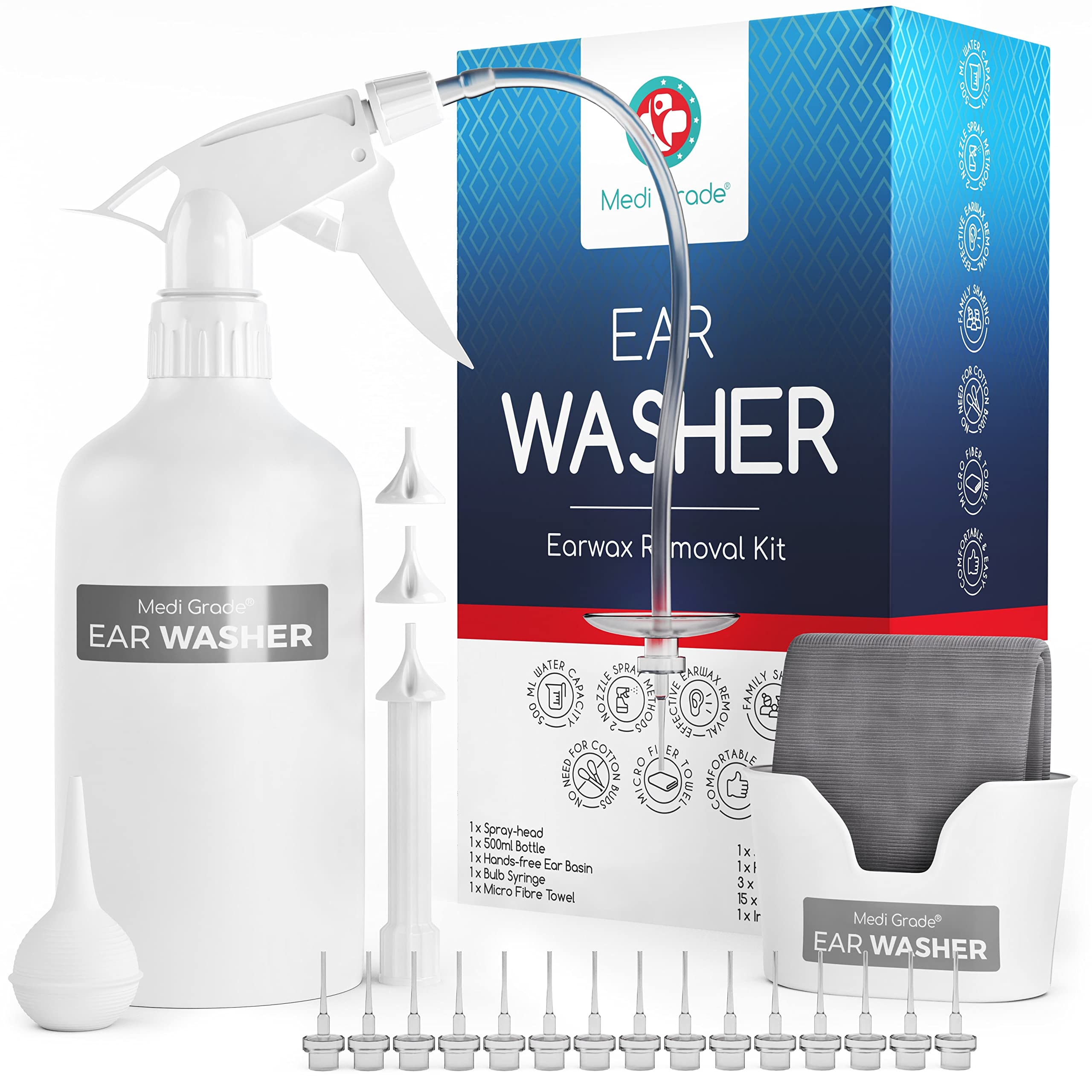 Medi Grade Ear Wax Removal Kit, 500ml Bottle Ear Cleaner Ear Wax