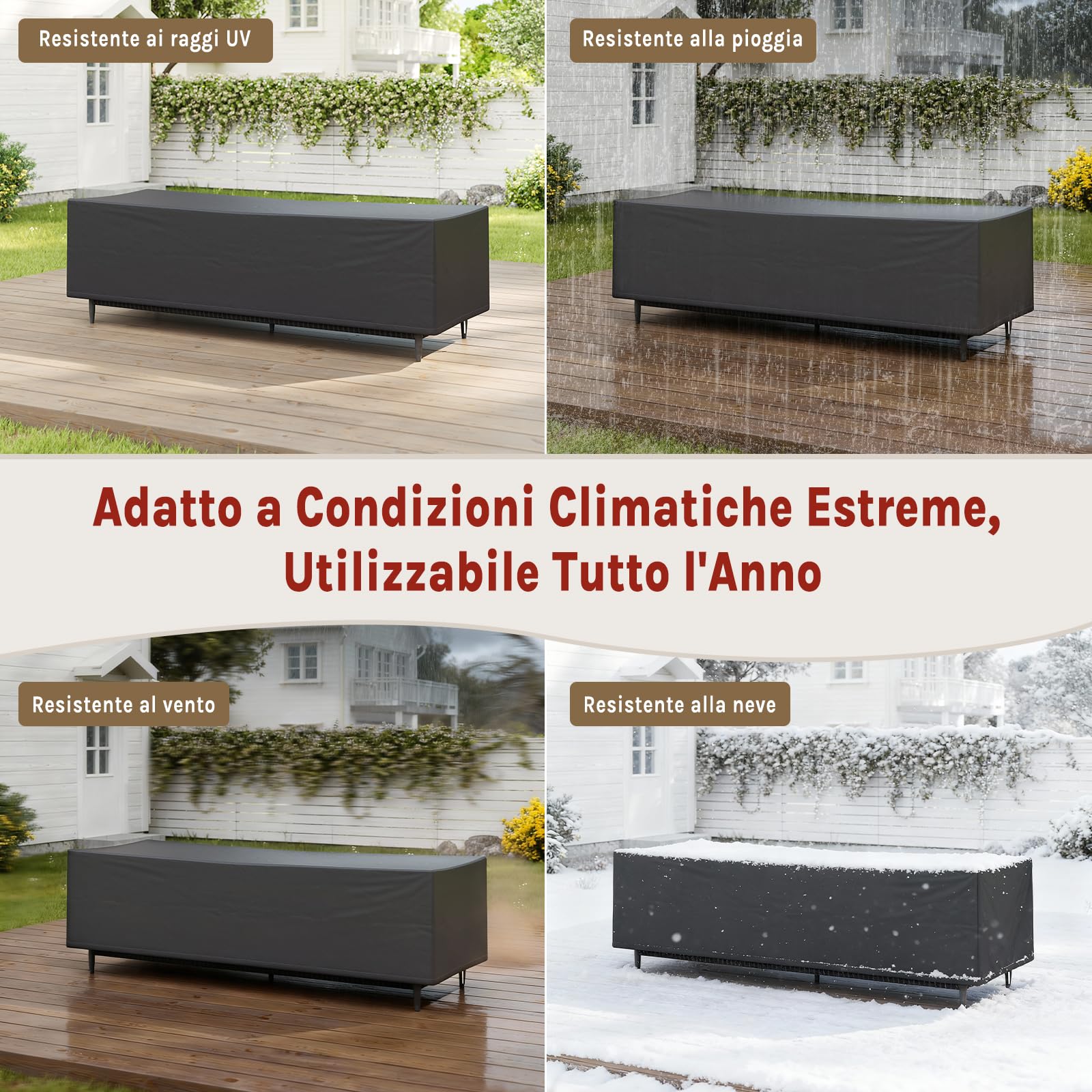 WOLTU Copertura Protettiva per Sedie, Sdraio da Esterno in Tessuto Oxford 600D, Copertura per Mobili da Giardino 218x77x55 cm Telo Anti-UV idrorepellente Resistente allo Strappo