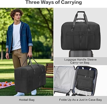 Foldable Travel Duffle Bag, Large Waterproof Holdall Bag