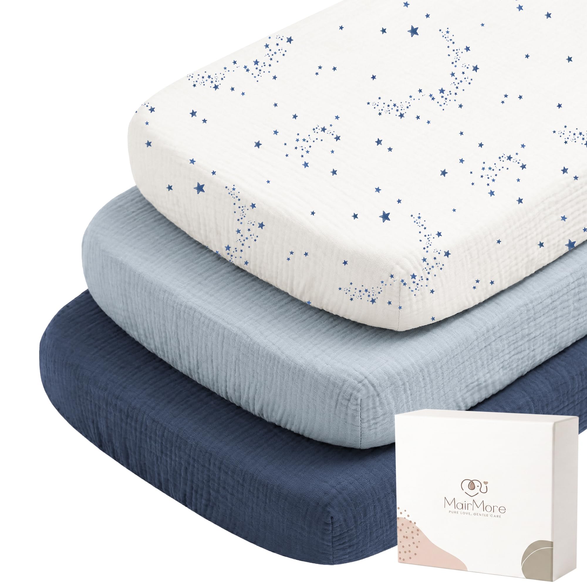 MairMore 3-Pack Muslin Bassinet Sheets