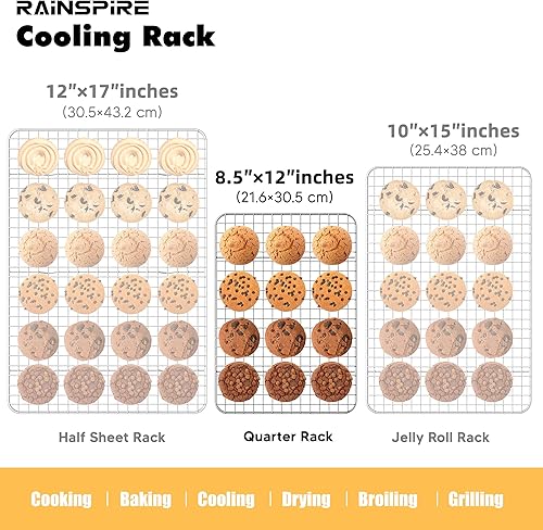 Miniatura 13 de Rainspire Rejilla de enfriamiento de acero inoxidable, estantes de enfriamiento resistentes para cocinar y hornear, estante de alambre apto