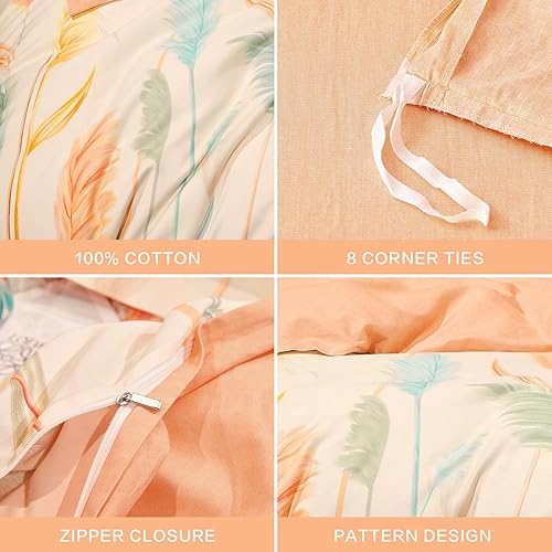 Miniatura 148 de SAPHREAS Juego de funda de edredón de hojas botánicas, tamaño King, 3 piezas, hojas amarillas, juego de funda de edredón 100% algodón suave, 1 funda