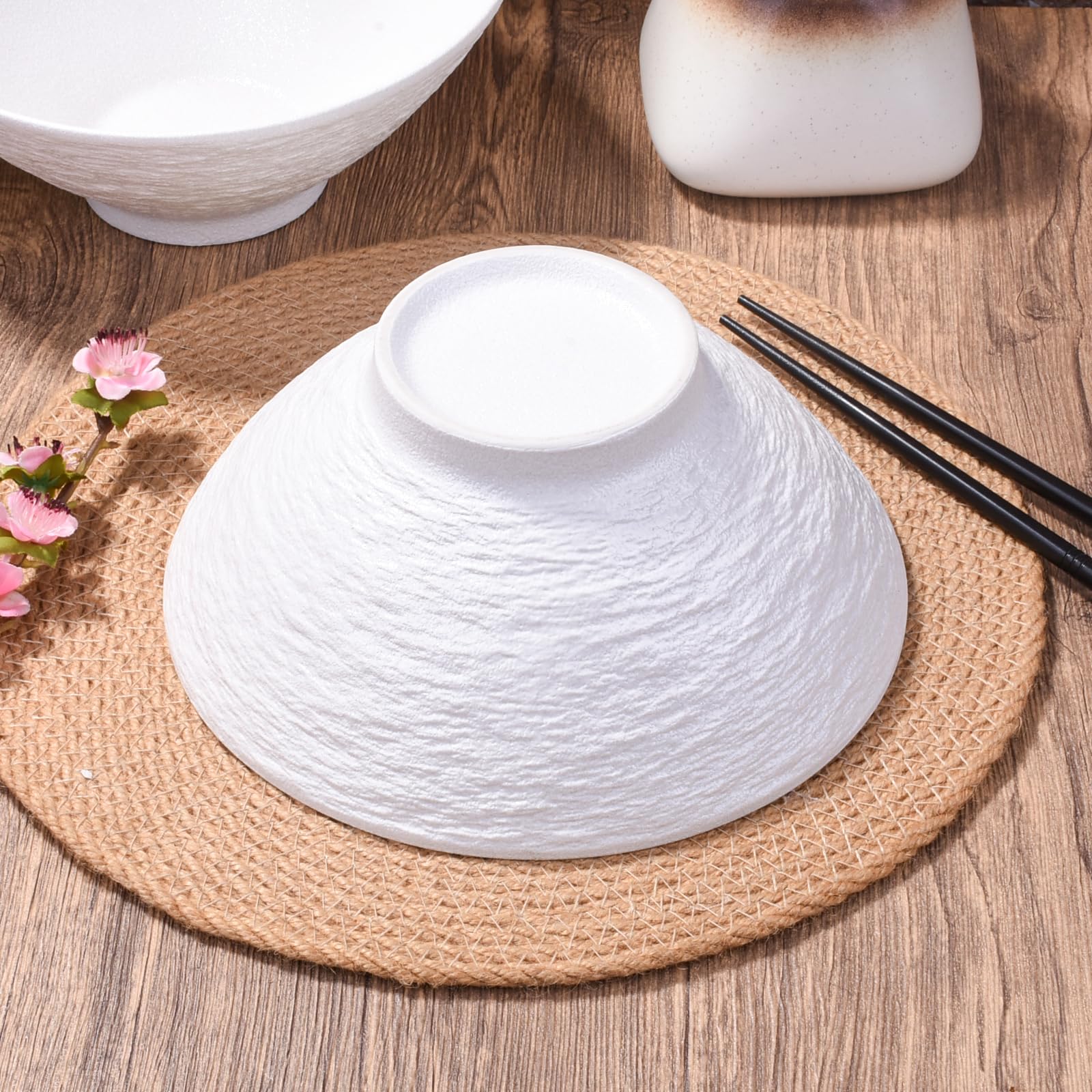Cuencos de porcelana para ramen, 8 pulgadas, capacidad de 1300 ml, juego de 2, color blanco