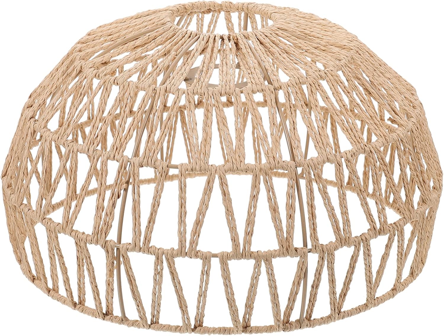 DOITOOL Imitación de ratán cuerda de papel pantalla ratán ventilador de techo cesta mimbre boho lámparas techo tejido lámpara colgante cubierta de